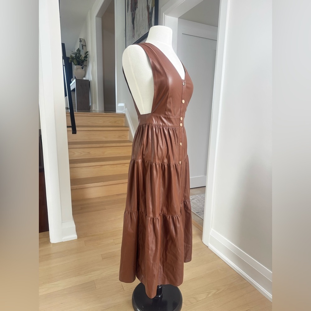 NWOT Zara Ruffled Faux Leather Pinafore Dress S - Picture 2 of 6